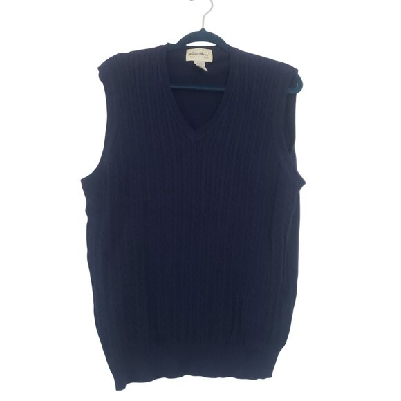 Eddie Bauer Vintage 90s Mens Sweater Vest Size L Cotton Preppy Academia Career - Picture 1 of 8